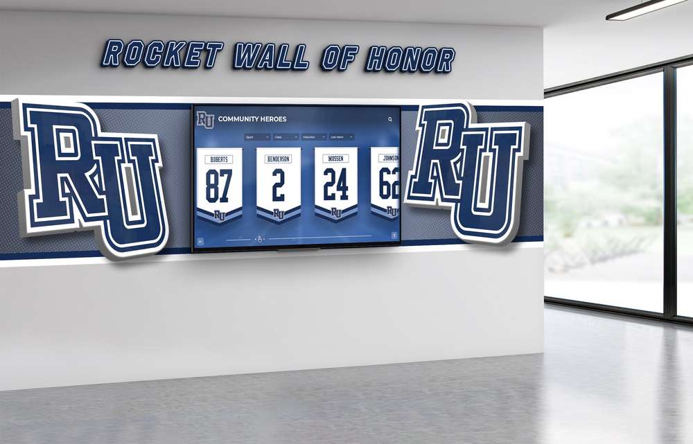 Architectural mockup of an interactive honor wall